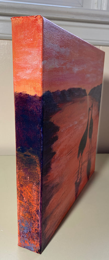 Cranes at Sunset - Acrylic - 12 x 12