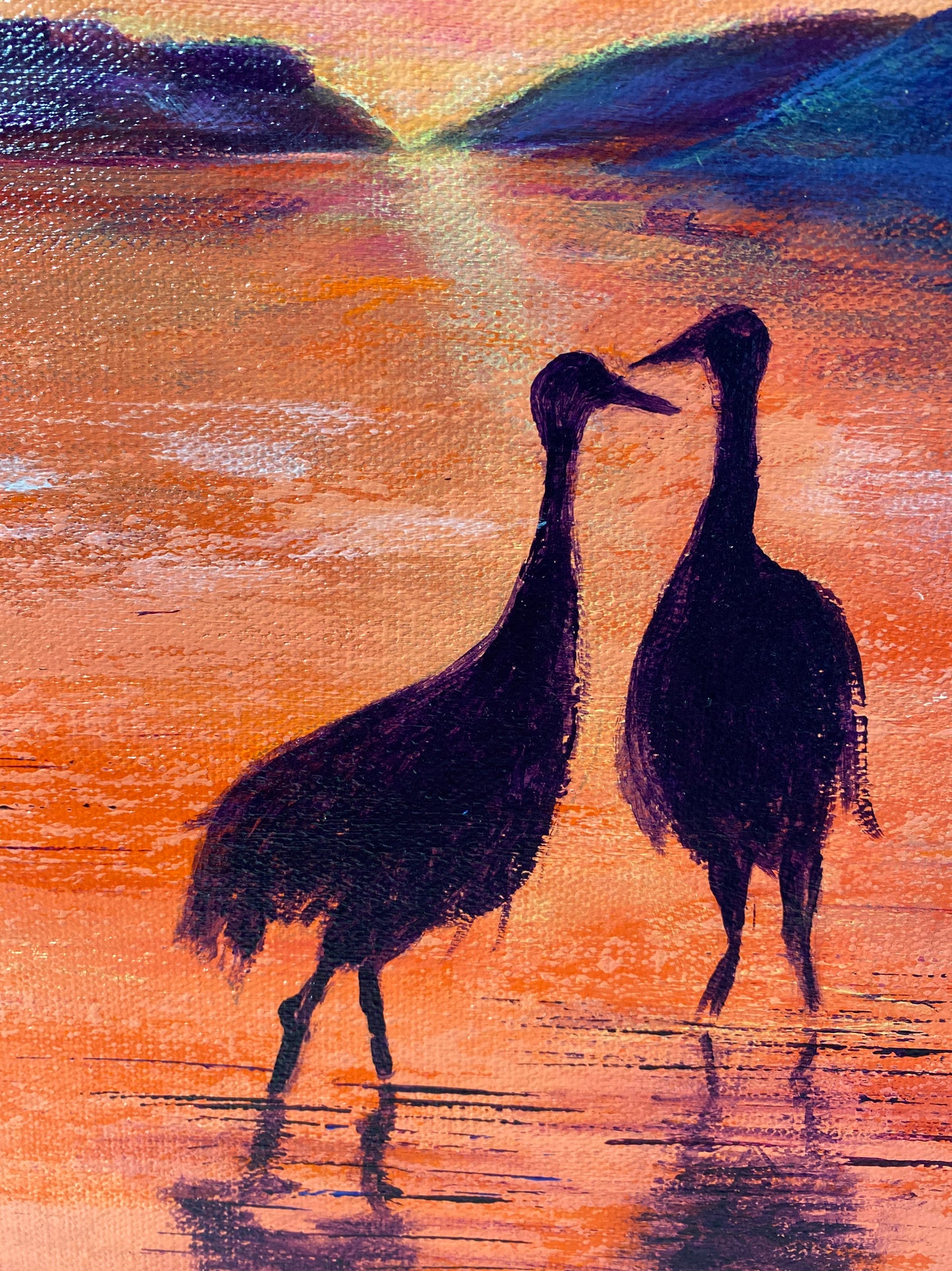 Cranes at Sunset - Acrylic - 12 x 12