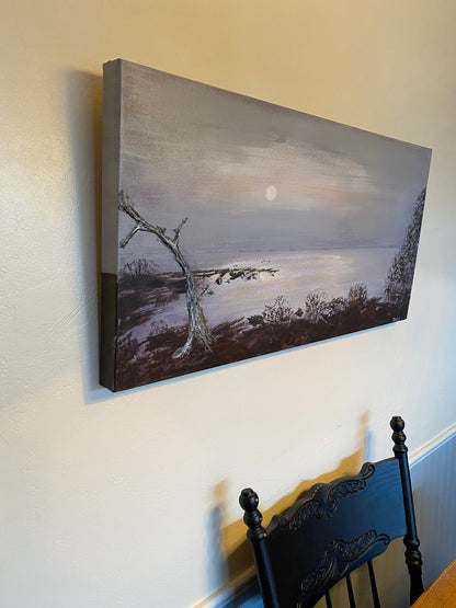 Foggy Inlet - Oregon - 15" x 30" x1  1/2" Canvas