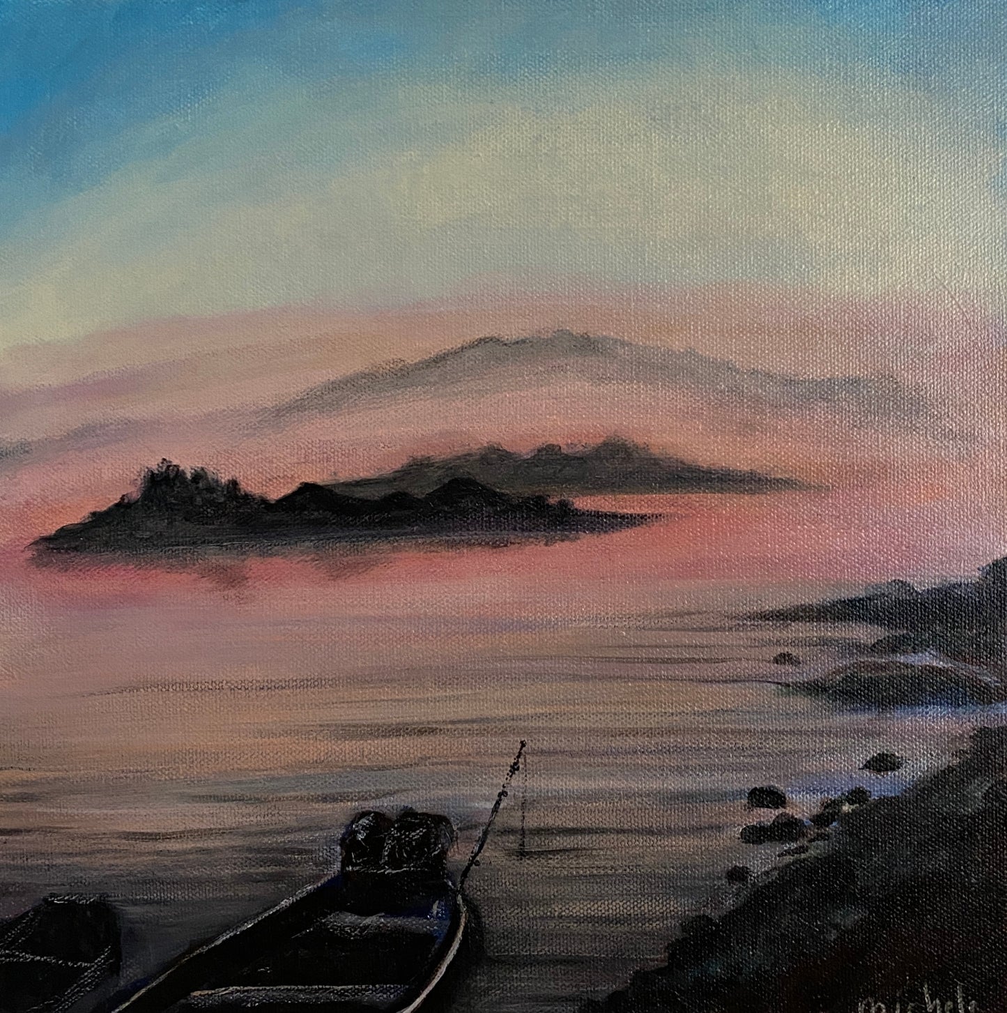 Foggy Morning in the Boundary Waters - 12" x 12" x 1 1/2" Canvas