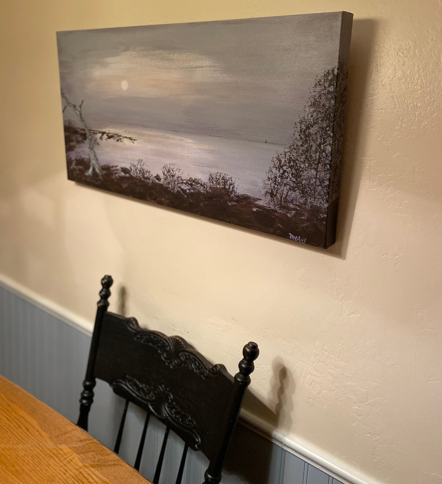 Foggy Inlet - Oregon - 15" x 30" x1  1/2" Canvas