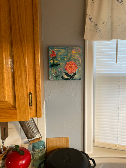 Happy Zinnia - Acrylic - 8 x 8