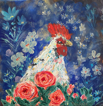 Roo A - Rooster #5 - 12" x 12" x 1 1/2" Canvas