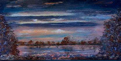 Peaceful Sunset - 10"x20"x5/8" - 'vintage look" - canvas