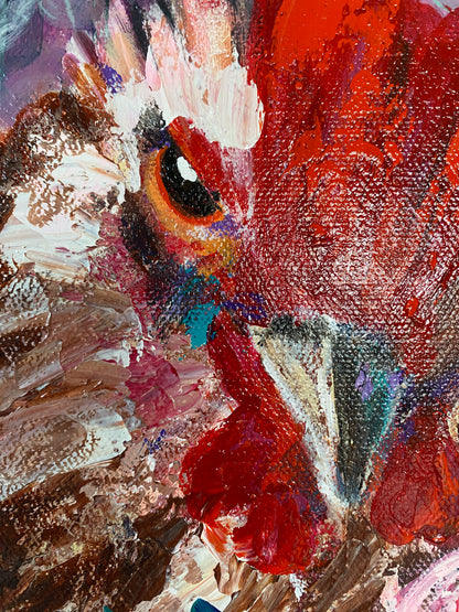Roo A - Rooster #3 - 8" x 8" x 3/4" Canvas