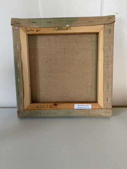 Roo A - Rooster #1 - 10" x 10" x 5/8" Burlap Canvas