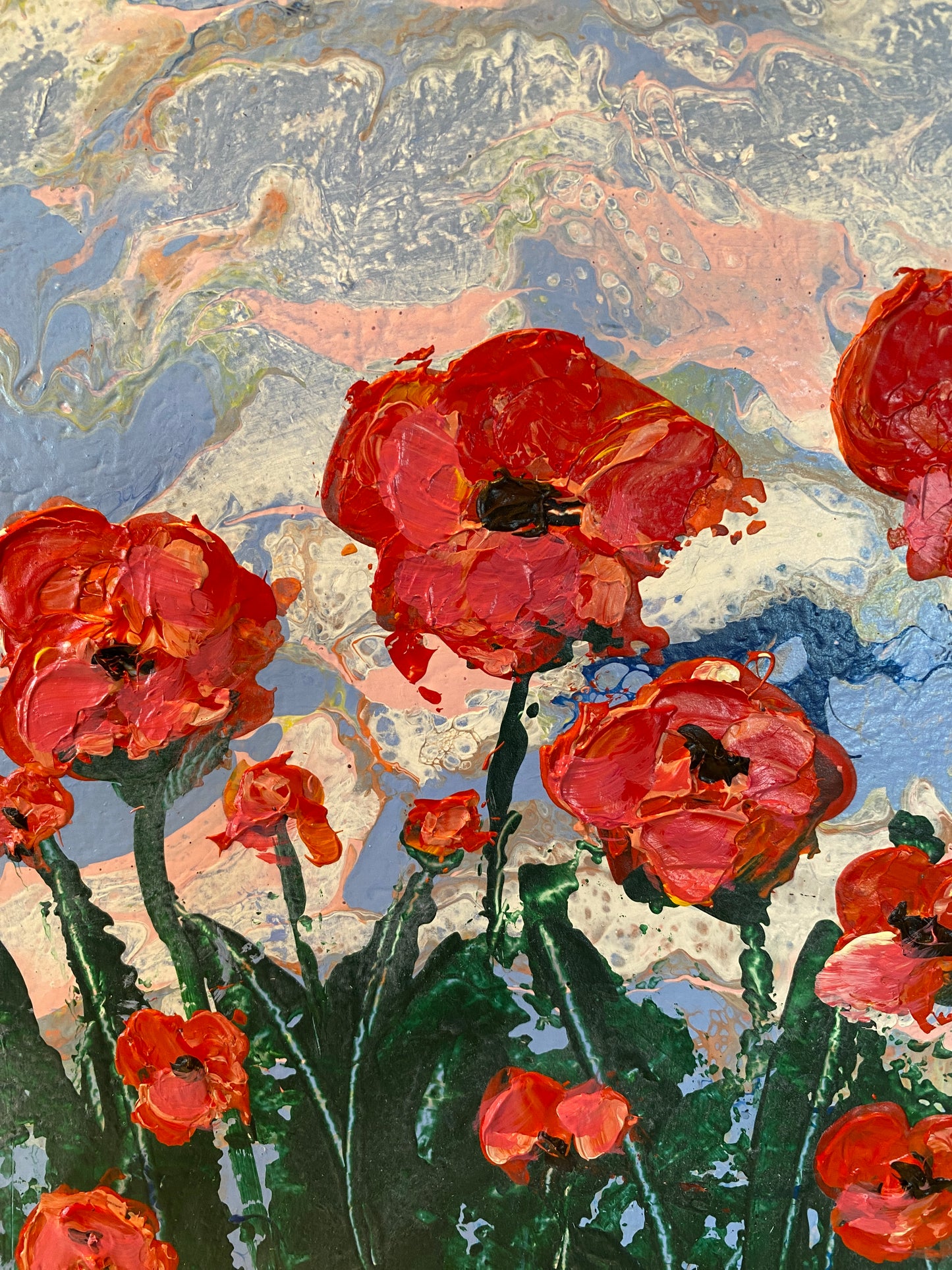 Happy Orange Poppies - 10" x 20" x 5/8" Canvas