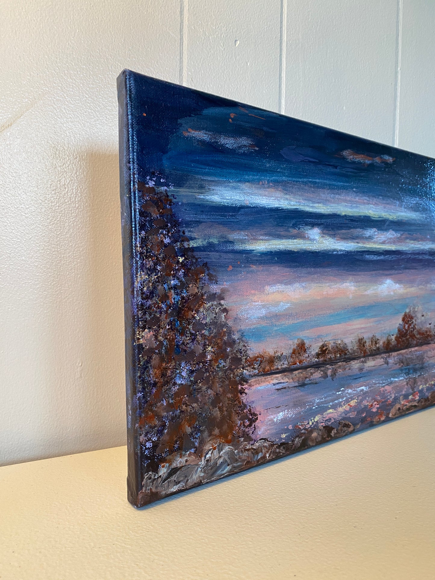 Peaceful Sunset - 10"x20"x5/8" - 'vintage look"
