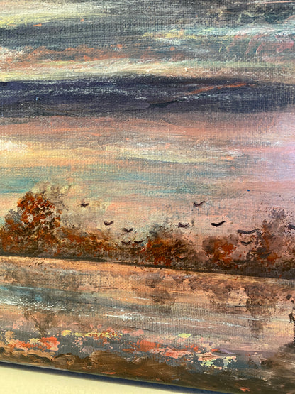 Peaceful Sunset - 10"x20"x5/8" - 'vintage look" - canvas