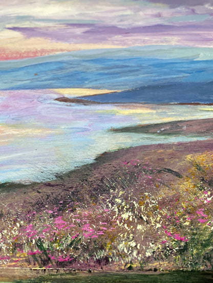 Lone Tree on the Columbia - Acrylic on Wood Panel - 9 1/2 x 21 1/2