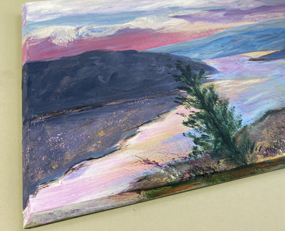 Lone Tree on the Columbia - Acrylic on Wood Panel - 9 1/2 x 21 1/2