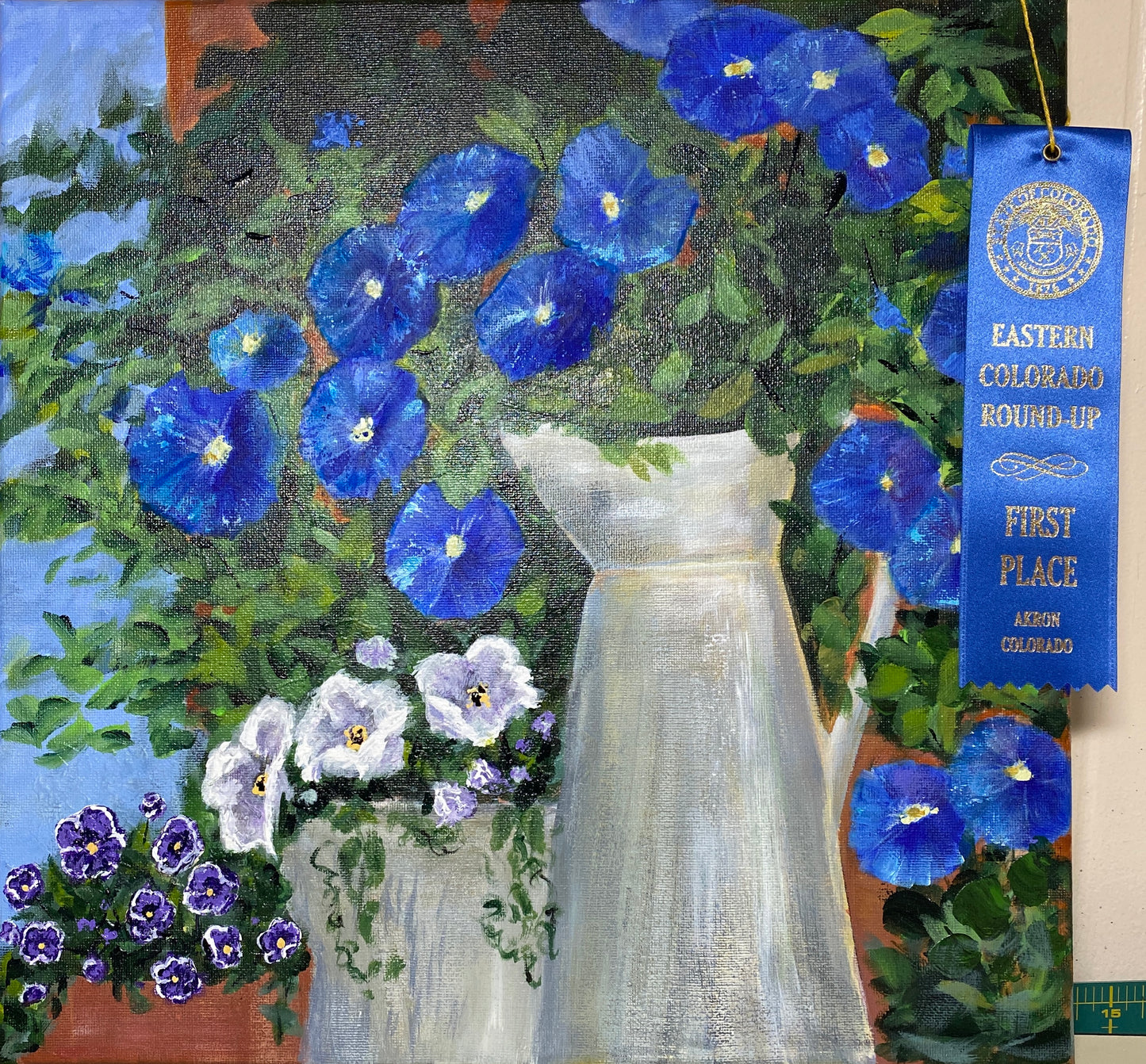 Morning Glories - 14 x 14