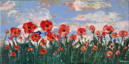 Happy Orange Poppies - 10" x 20" x 5/8" Canvas