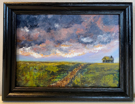 Prairie Storm Mini - Oil on canvas board - 4 1/2" x 5 1/2"