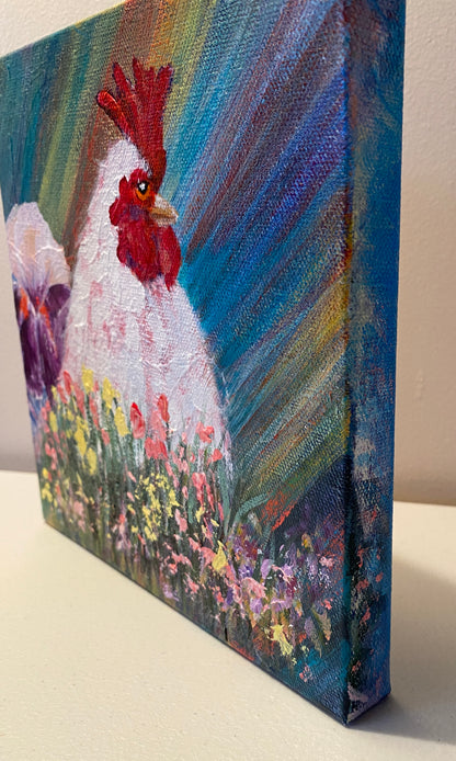 Roo A - Rooster #4 - 8" x 8" x 1 1/2" Canvas