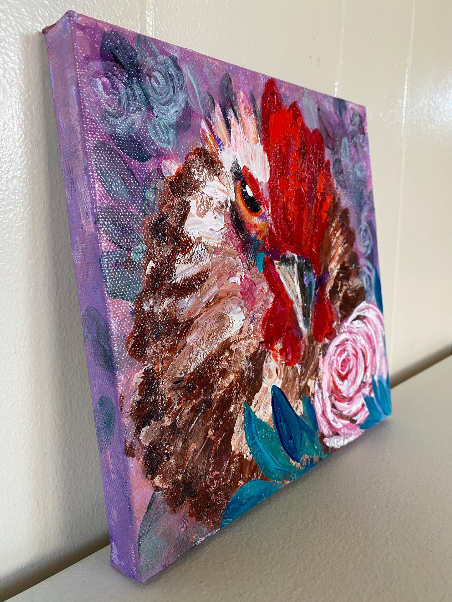 Roo A - Rooster #3 - 8" x 8" x 3/4" Canvas