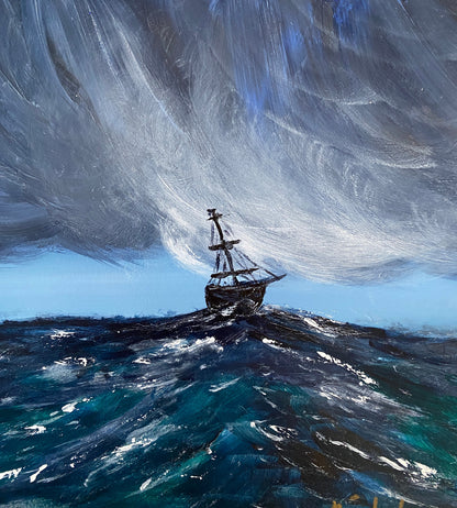 Stormy Sea - Acrylic on metal - 8 x 10