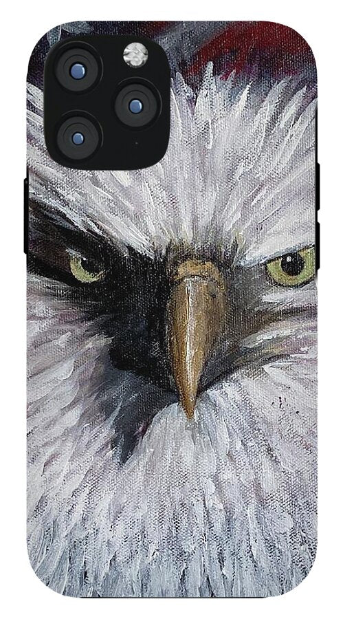Eagle with American Flag Background - Phone Case