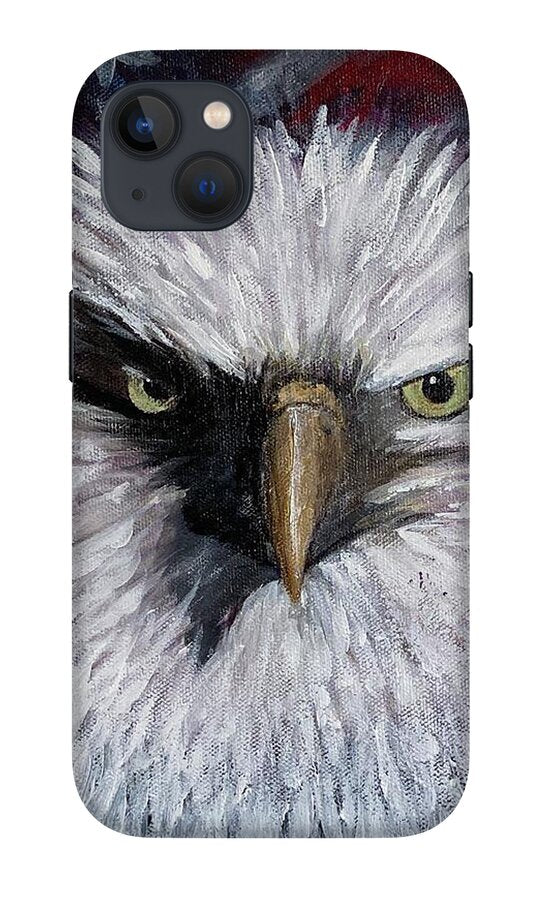 Eagle with American Flag Background - Phone Case