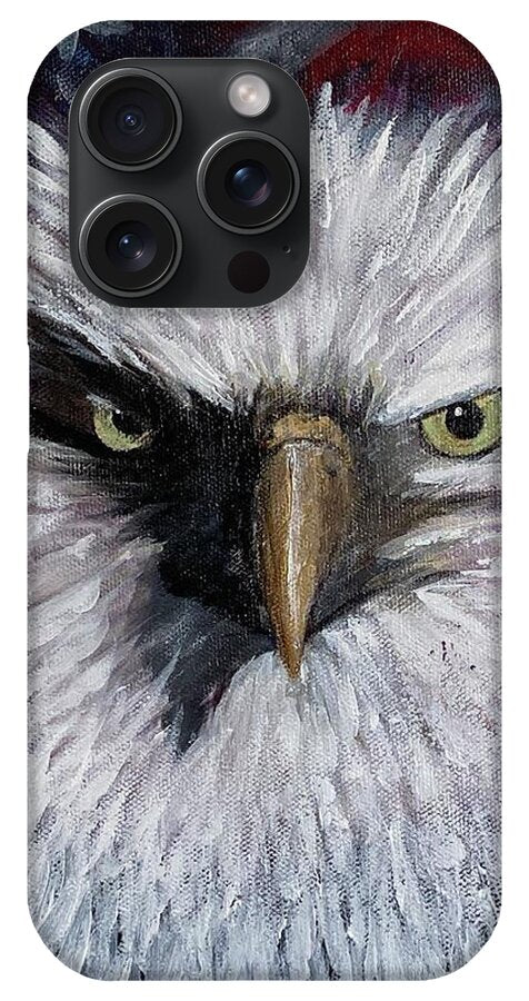 Eagle with American Flag Background - Phone Case