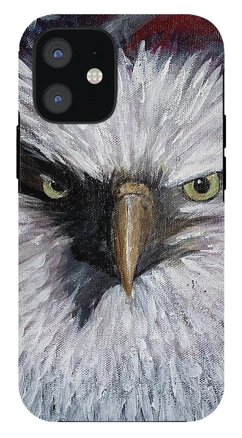 Eagle with American Flag Background - Phone Case