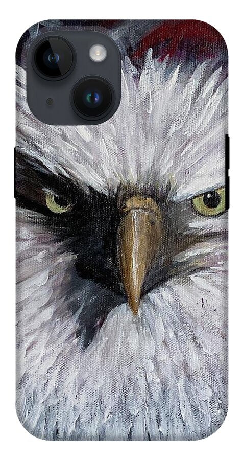 Eagle with American Flag Background - Phone Case