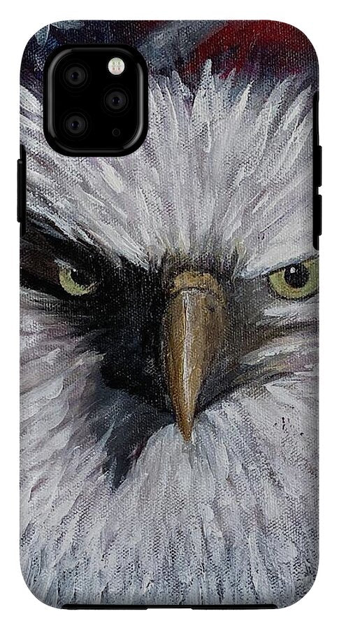 Eagle with American Flag Background - Phone Case