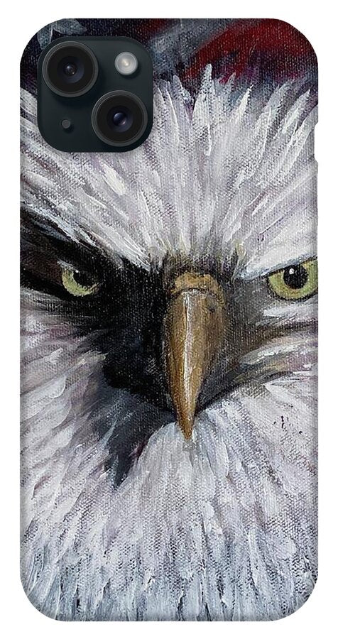 Eagle with American Flag Background - Phone Case