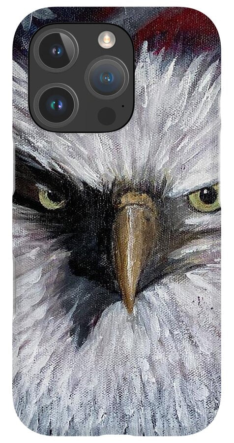 Eagle with American Flag Background - Phone Case