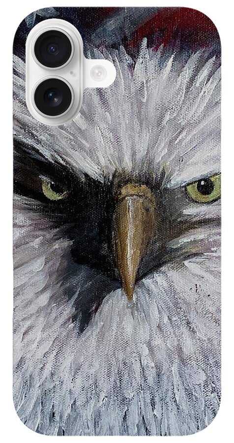 Eagle with American Flag Background - Phone Case