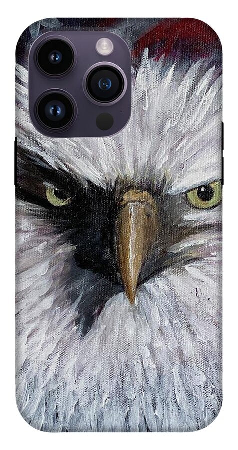 Eagle with American Flag Background - Phone Case