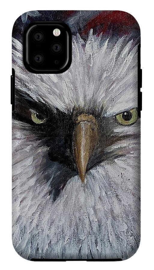 Eagle with American Flag Background - Phone Case