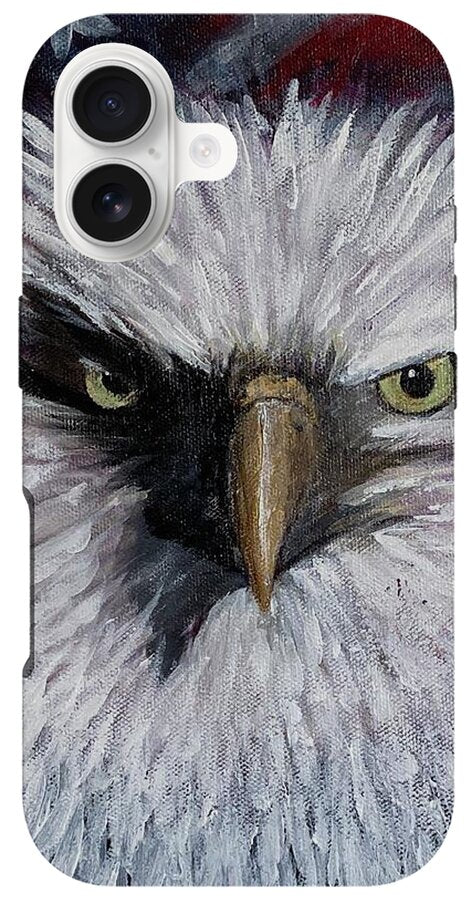 Eagle with American Flag Background - Phone Case