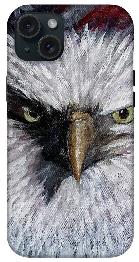 Eagle with American Flag Background - Phone Case