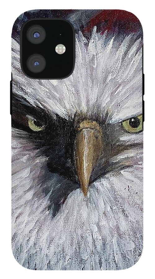 Eagle with American Flag Background - Phone Case