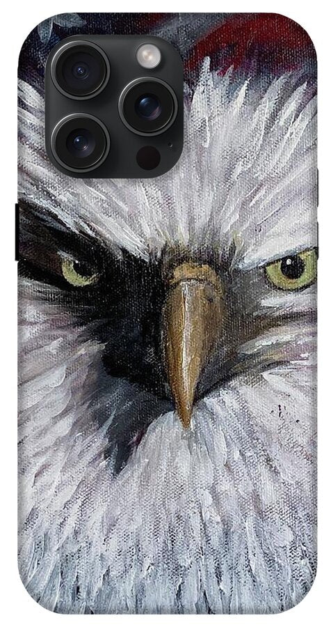 Eagle with American Flag Background - Phone Case