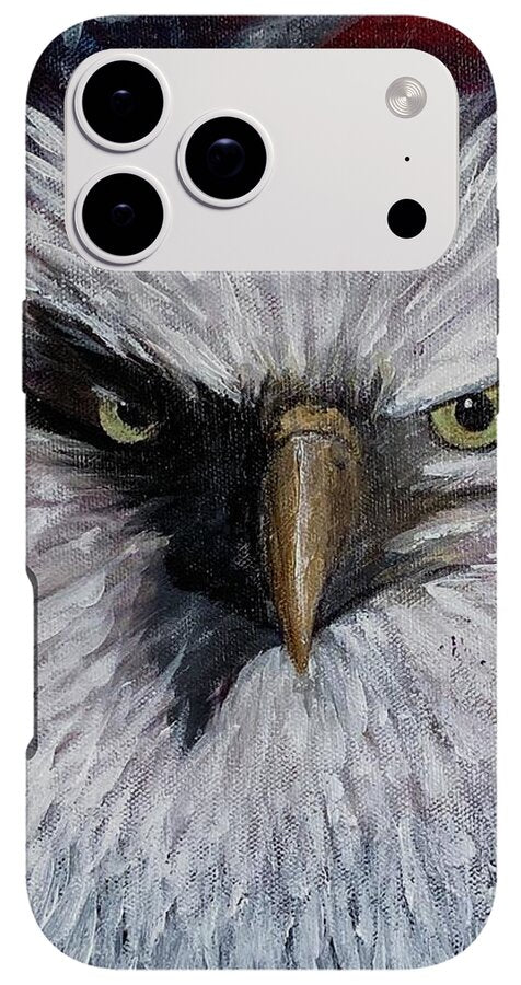 Eagle with American Flag Background - Phone Case