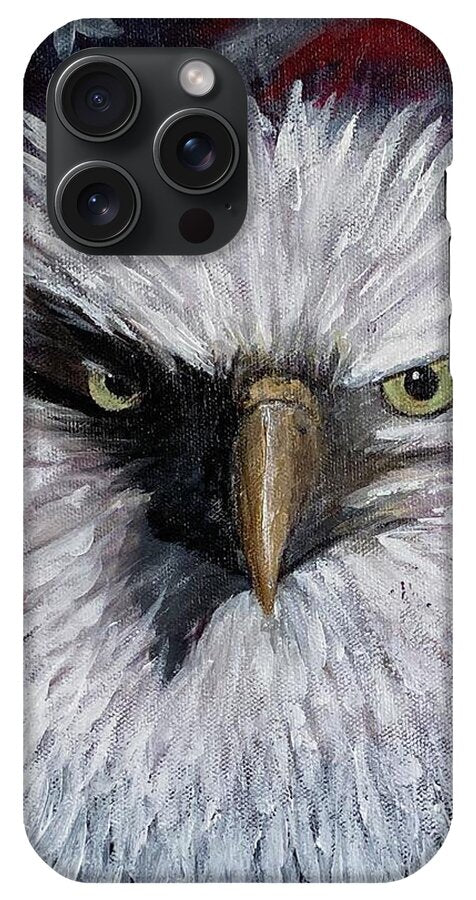 Eagle with American Flag Background - Phone Case