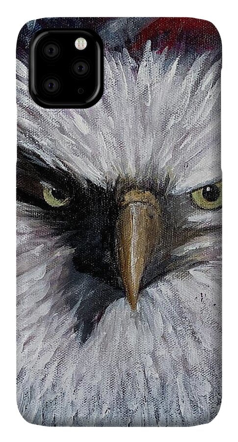 Eagle with American Flag Background - Phone Case