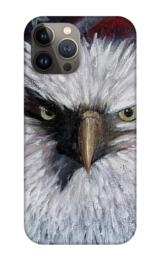 Eagle with American Flag Background - Phone Case