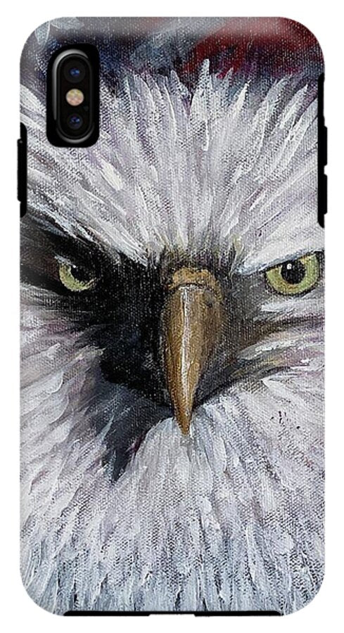 Eagle with American Flag Background - Phone Case