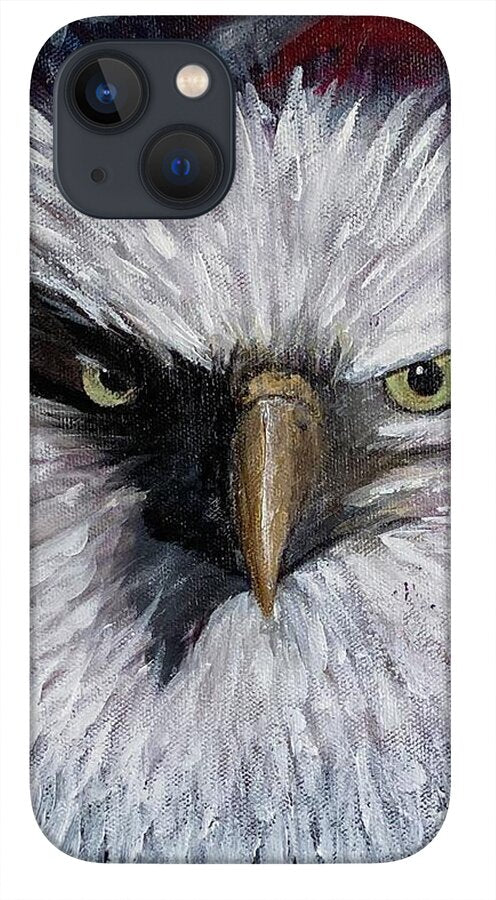 Eagle with American Flag Background - Phone Case