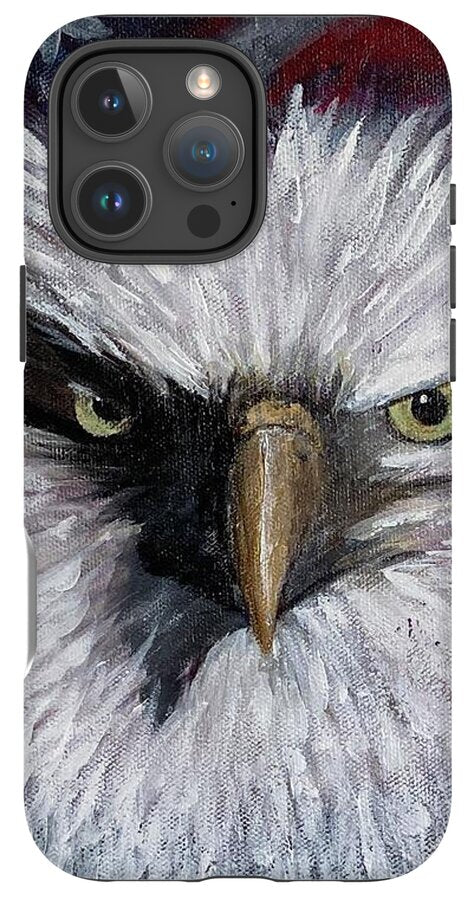 Eagle with American Flag Background - Phone Case