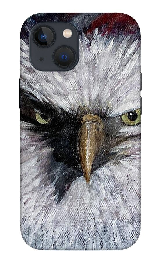 Eagle with American Flag Background - Phone Case