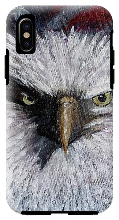 Eagle with American Flag Background - Phone Case