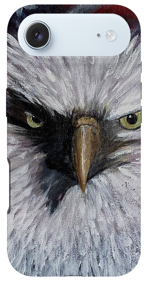Eagle with American Flag Background - Phone Case