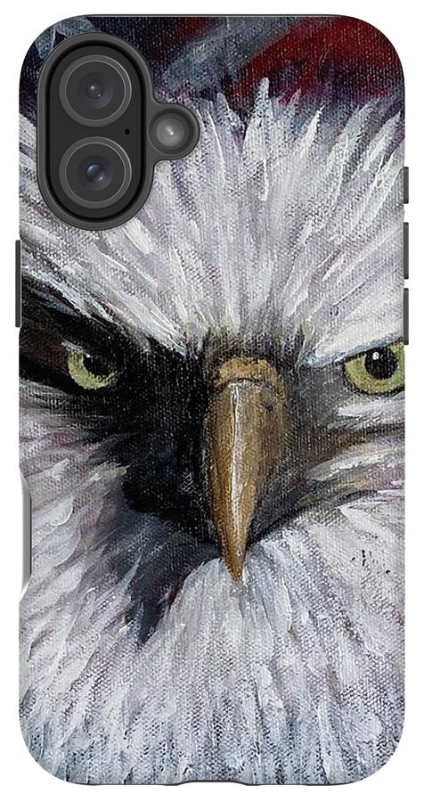 Eagle with American Flag Background - Phone Case