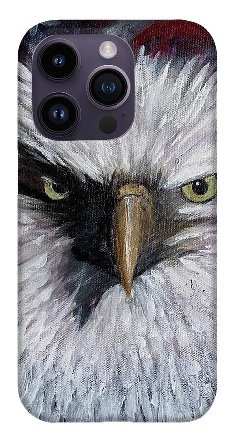 Eagle with American Flag Background - Phone Case