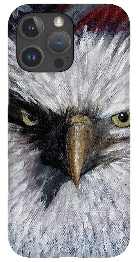 Eagle with American Flag Background - Phone Case