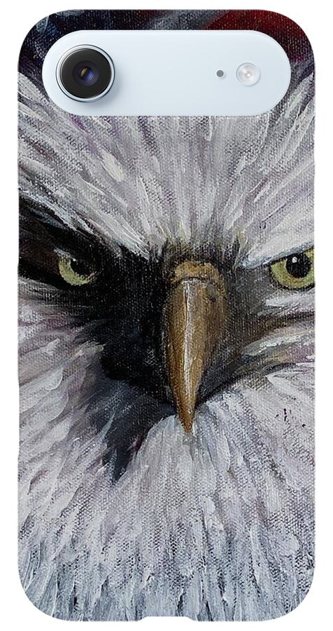 Eagle with American Flag Background - Phone Case